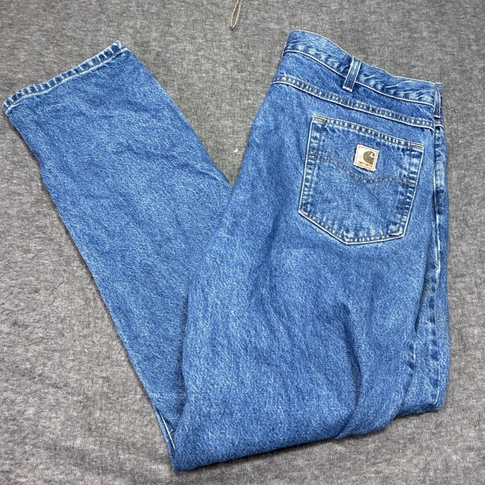 Vintage Carhartt B18 DST Traditional Fit Jeans Mens 42x34 Blue Denim Workwear
